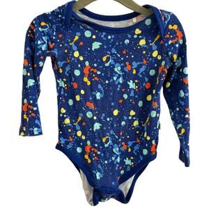 Little Sleepies Paint Party Long Sleeve Bodysuit Size 6-12m
